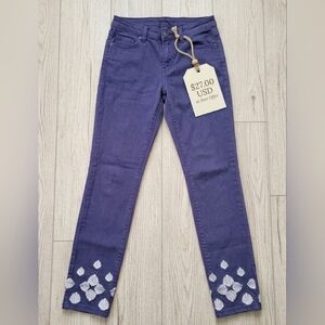VINEYARD VINES Blue Skinny Jeans Pants Womens Embroidered 5 Pocket Size 00